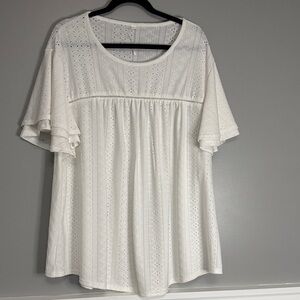Elegant White Eyelet Women's Top